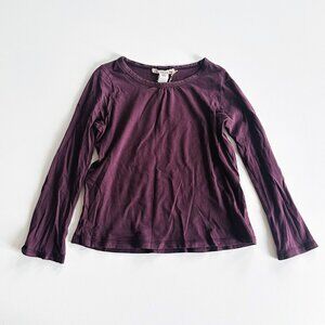 Bonpoint Girls Long Sleeve Top — Size 6 Burgundy Cotton Tee